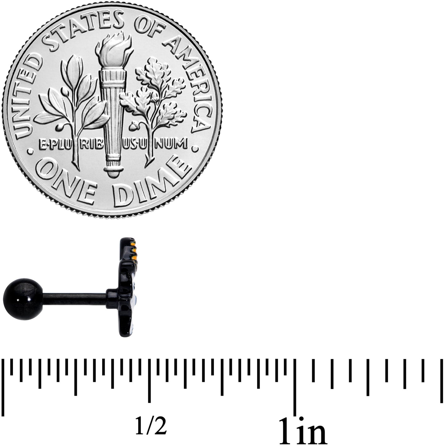 16G 1/4 Black Ghosts Hat Bat Halloween Cartilage Tragus Set of 3