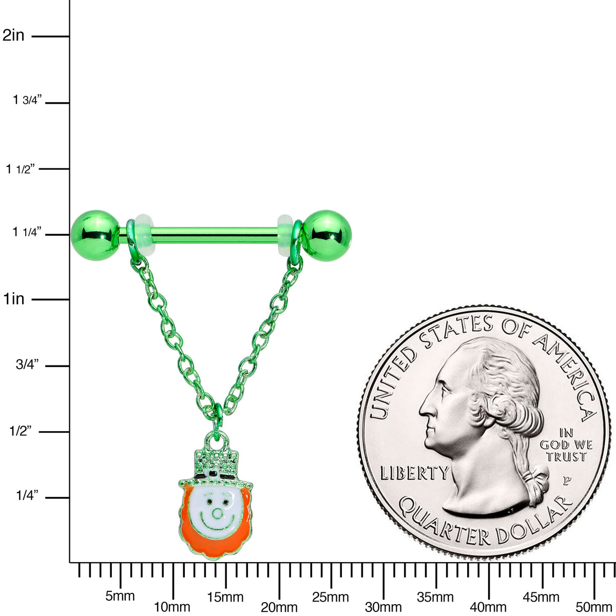 14G 9/16 Leprechaun St Patricks Day Dangle Nipple Ring Set
