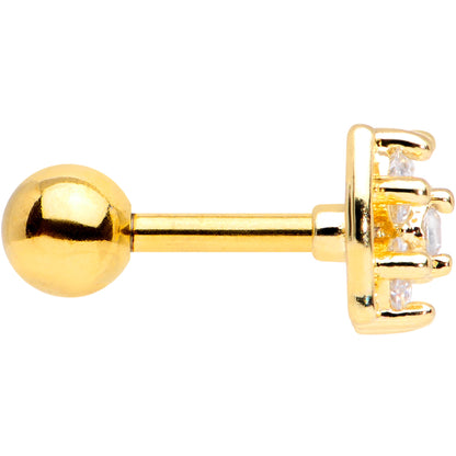 16G 1/4 Clear CZ Gem Gold Tone Beauty Bow Cartilage Tragus