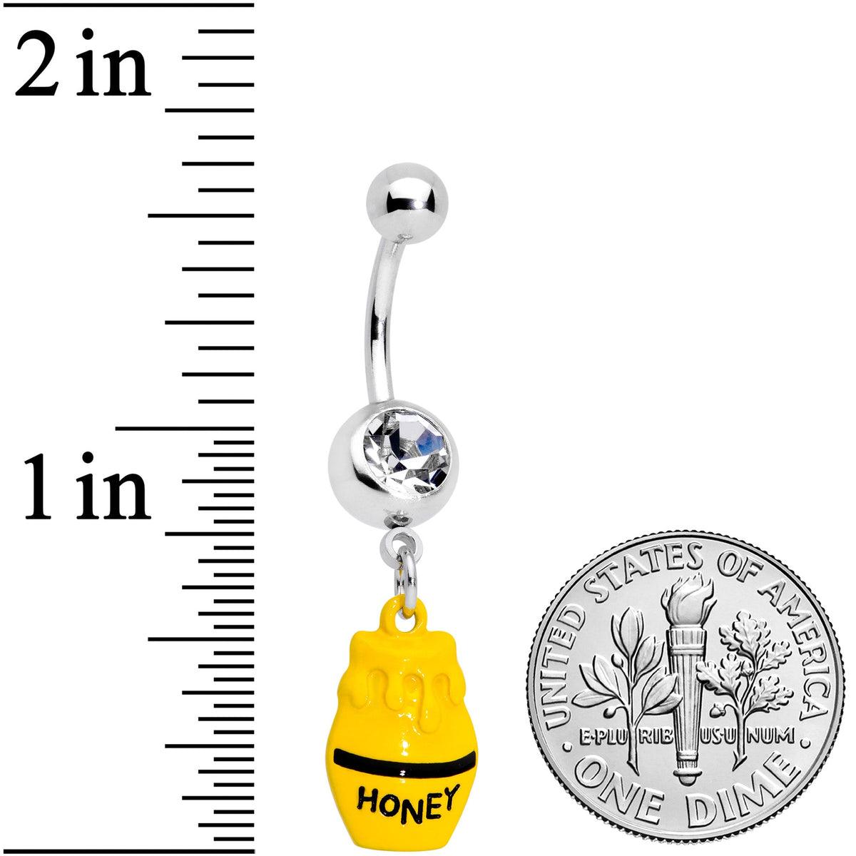 Clear Gem Jar of Honey Dangle Belly Ring