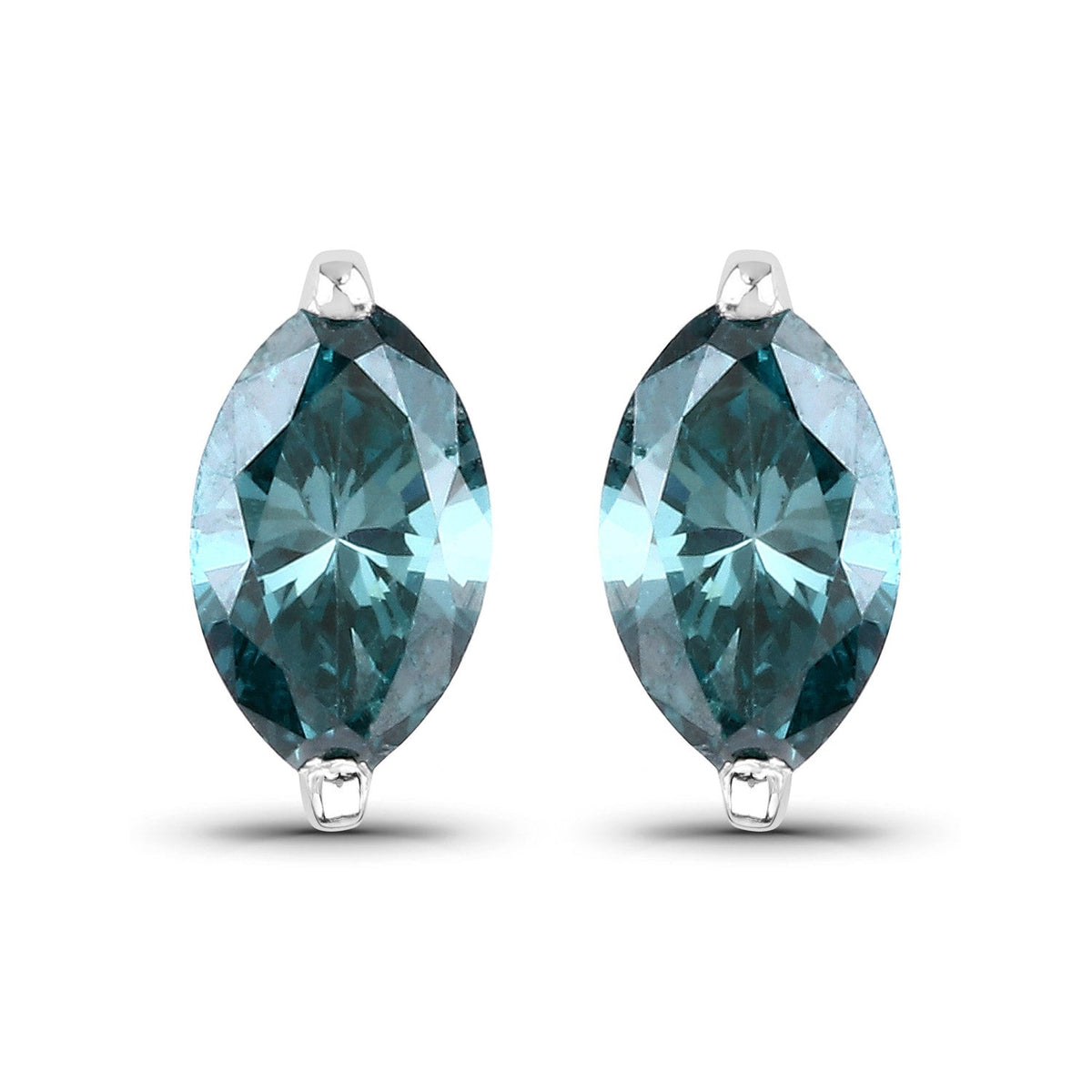 0.69 Carat Genuine Blue Diamond 14K White Gold Earrings