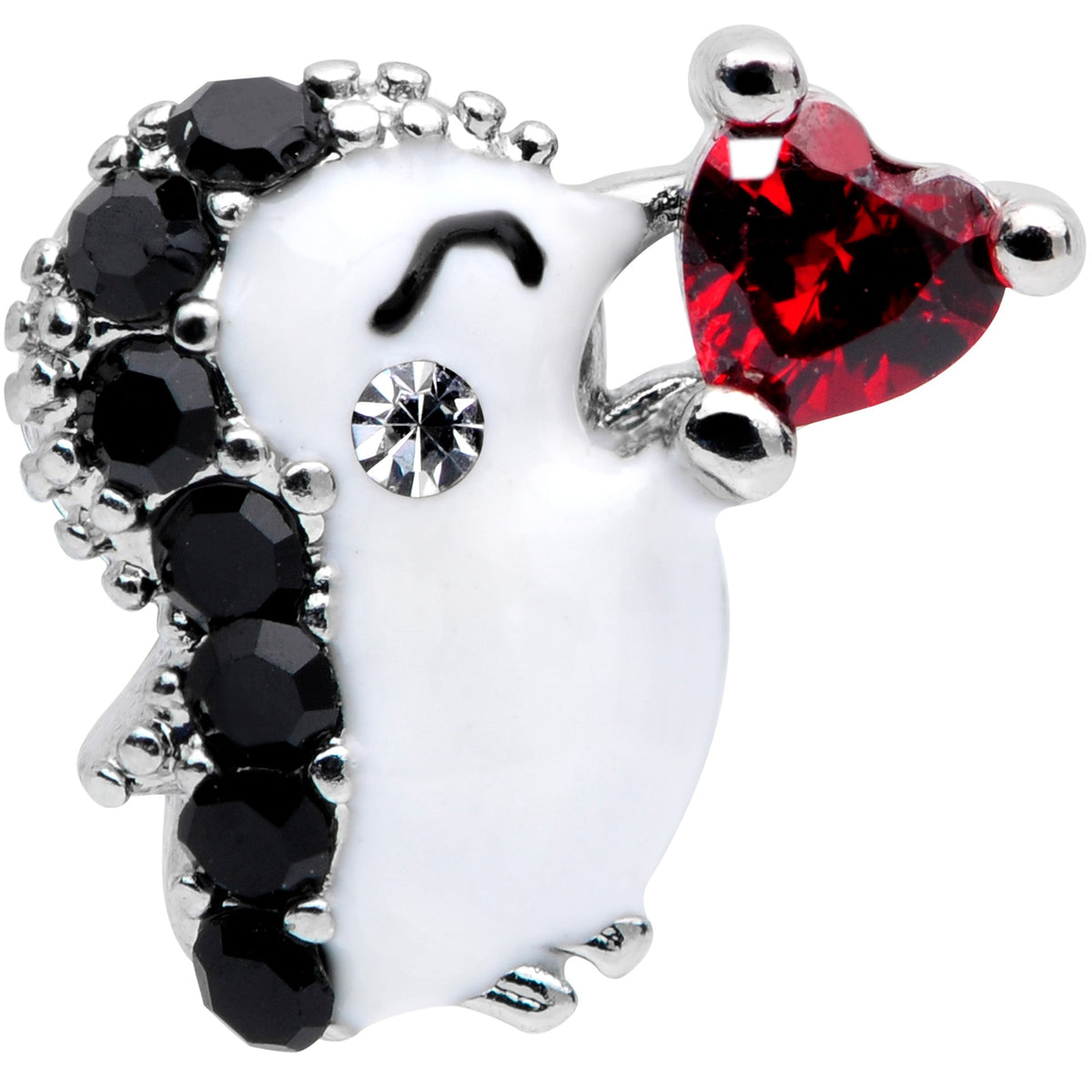 16G 5/16 Red Gem Penguin Valentines Day Labret Monroe Tragus