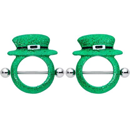 14G 11/16 Top Hat Leprechaun St Patricks Day Nipple Shield Set