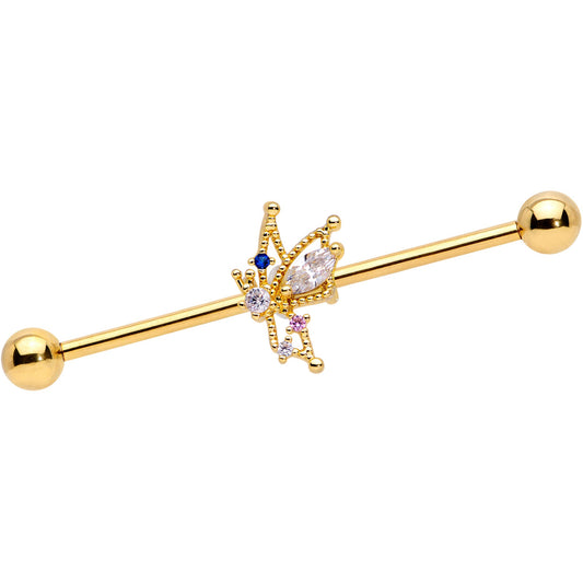 14G Clear CZ Gem Star Angel Christmas Industrial Barbell 38mm