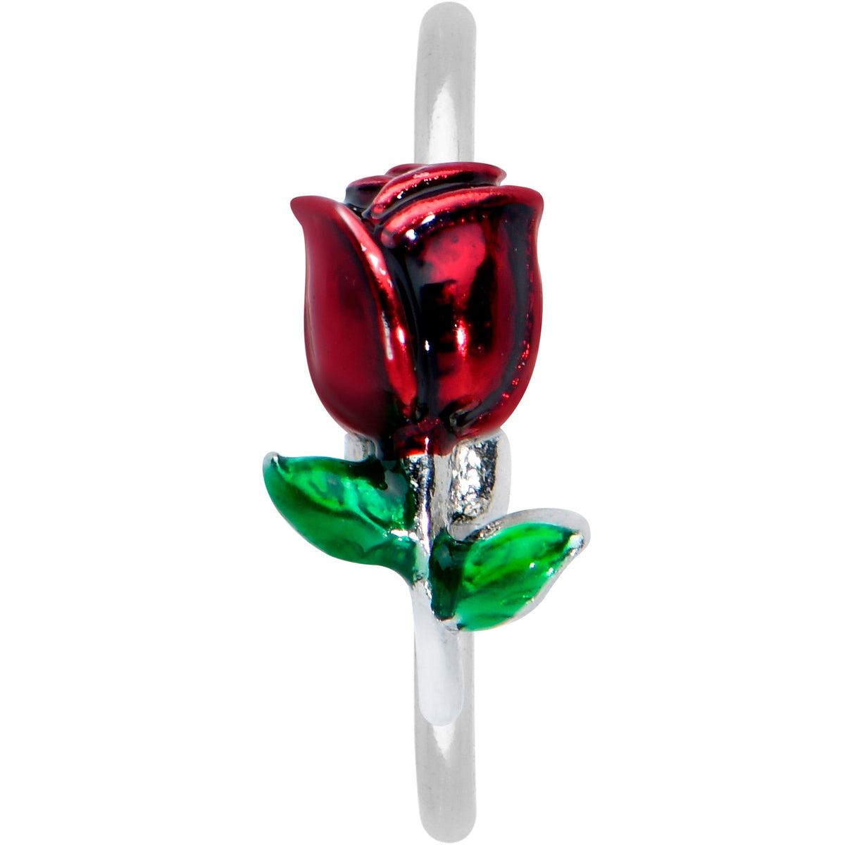 20G 5/16 Red Rose Flower Valentines Day Nose Hoop