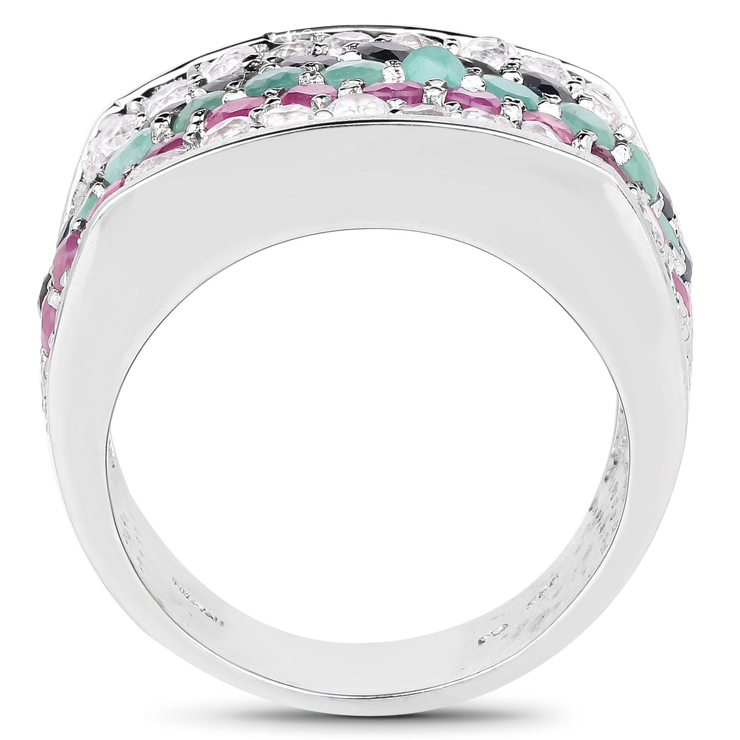 4.28 Carat Genuine Multi Stone .925 Sterling Silver Ring