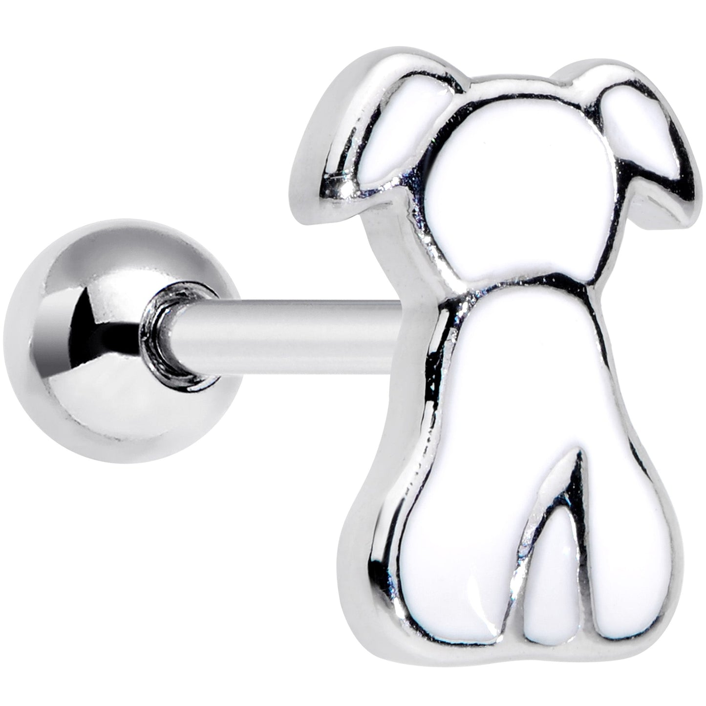 16G 1/4 White Sitting Dog Cartilage Tragus Earring
