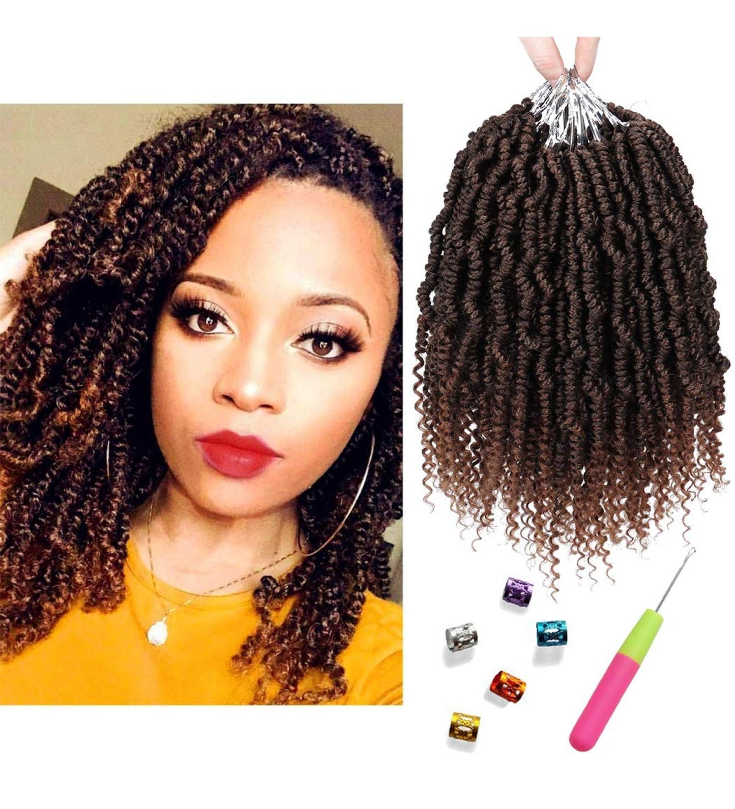 Mirra's Mirror Bomb Twist Crochet Hair - Pre-Looped Passion Twist Braids - 14" Ombre Spring Twist Hair Extensions