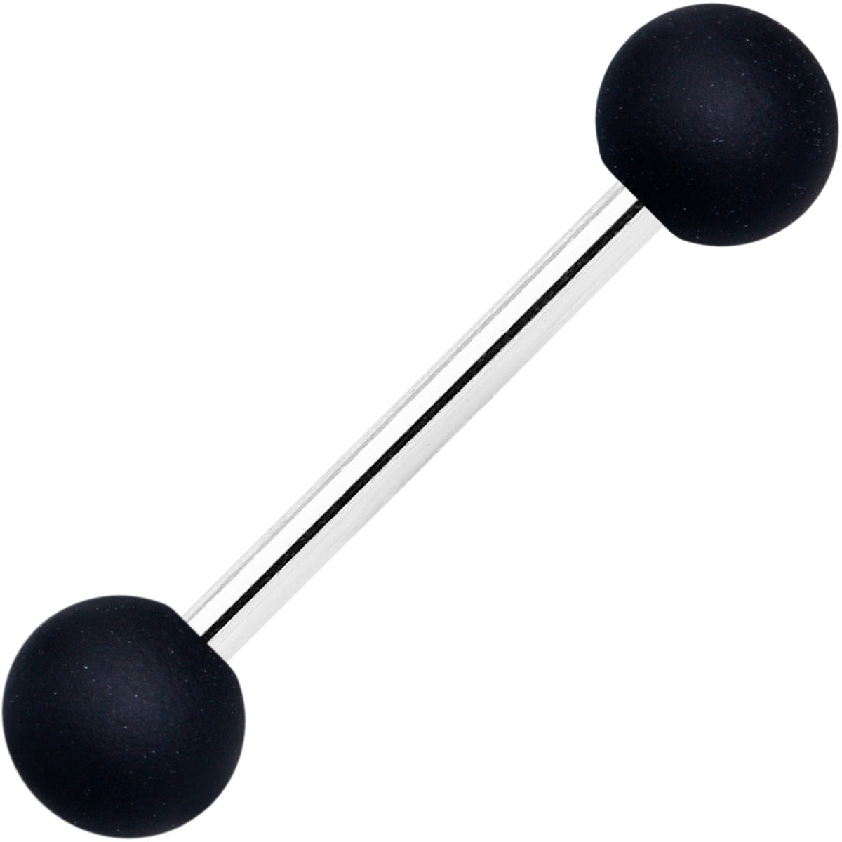 Clear Gem Black Purple Heart Matte Stripe Barbell Tongue Ring Set of 4