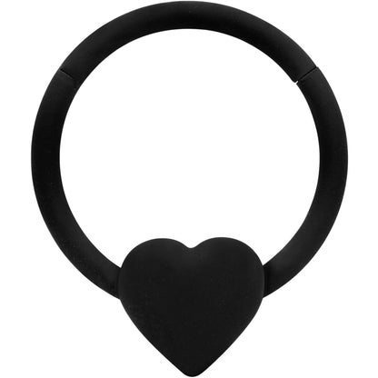 18G 3/8 Black Matte Little Heart Hinged Segment Ring
