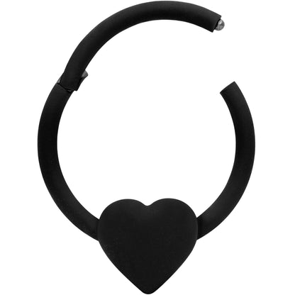 18G 3/8 Black Matte Little Heart Hinged Segment Ring