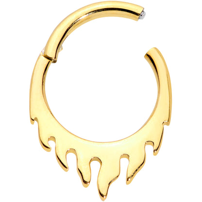 16G 5/16 Gold Tone Flames of Style Fire Hinged Segment Ring