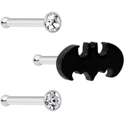 20G 1/4 Clear Gem Licensed DC Comics Batman Nose Bone Set of 3
