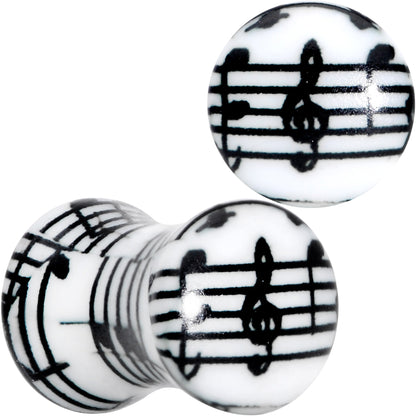 Black White Acrylic Music Notes Double Flare Plug Set