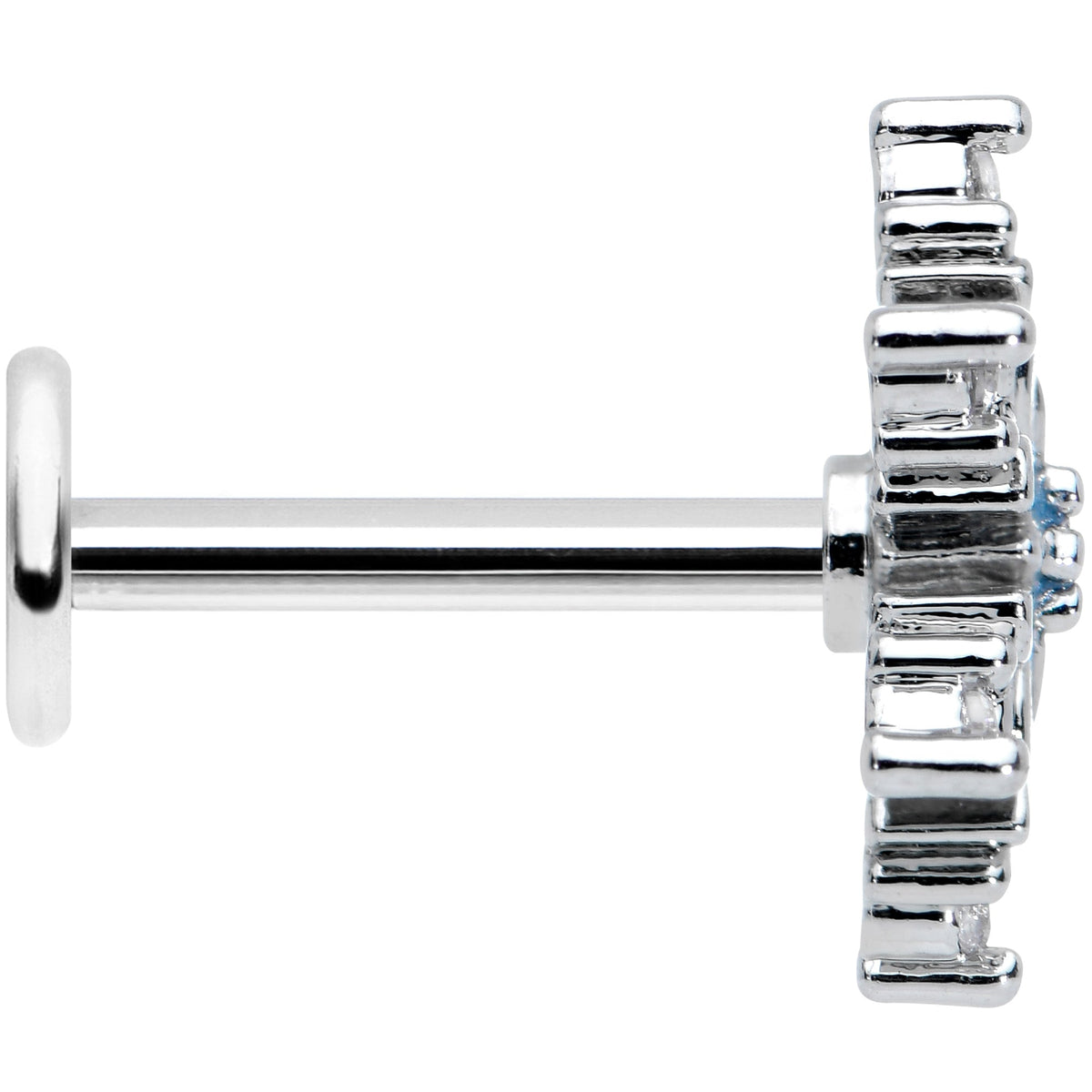 16G 5/16 Clear CZ Blue Snowflake Christmas Labret Monroe Tragus