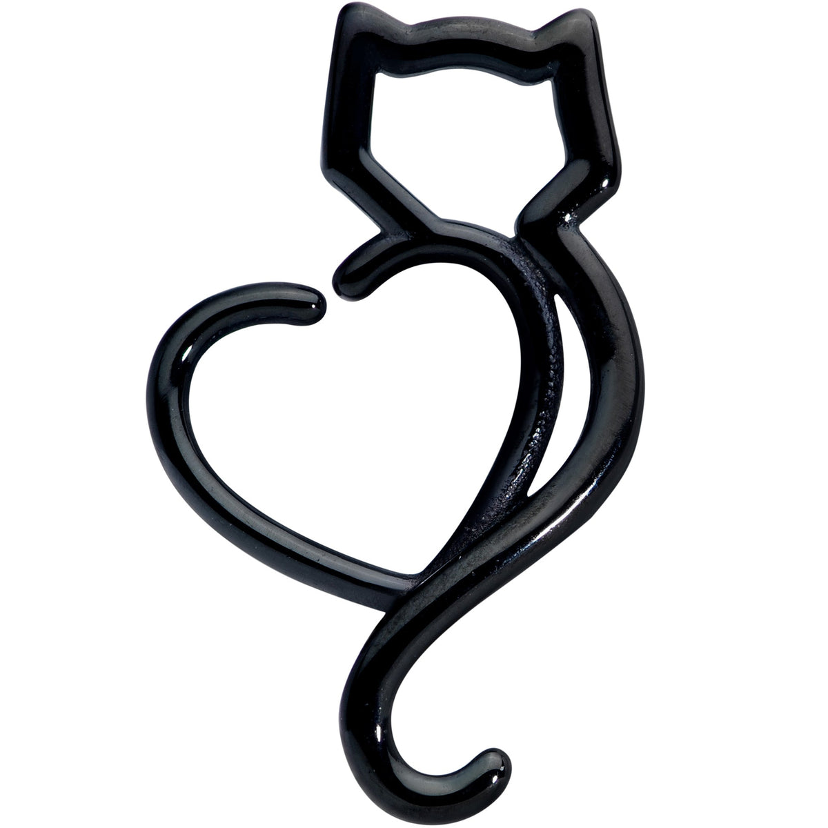 16G 5/16 Black Cat Lover Heart Kitty Closure Ring