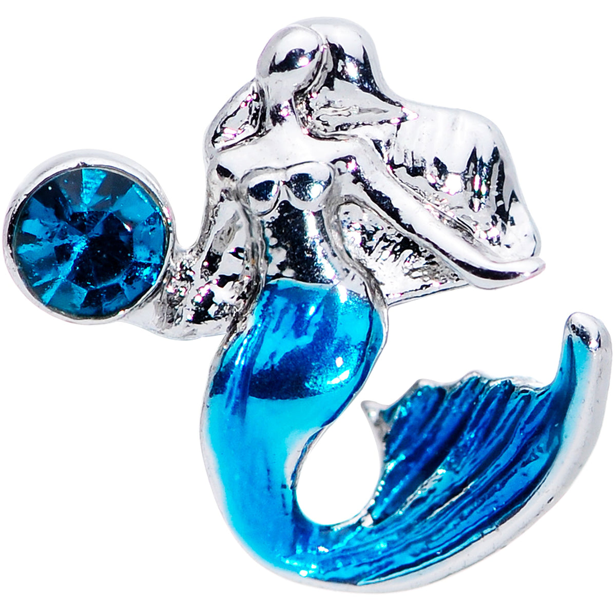 16G 1/4 Aqua Gem Blue Mermaid Cartilage Tragus Earring