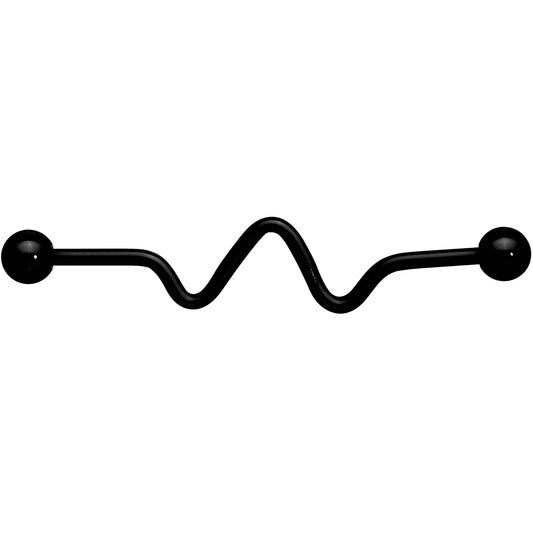 14G Black Pulse Wave Project Bar 38mm
