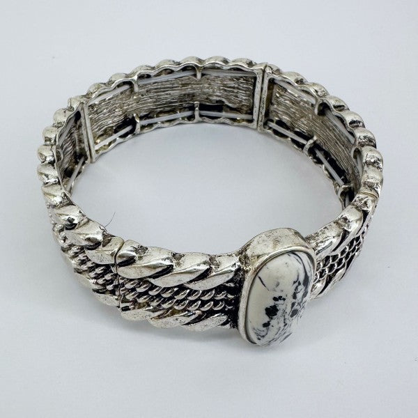 White Turquoise Stone Stretchable Bracelet