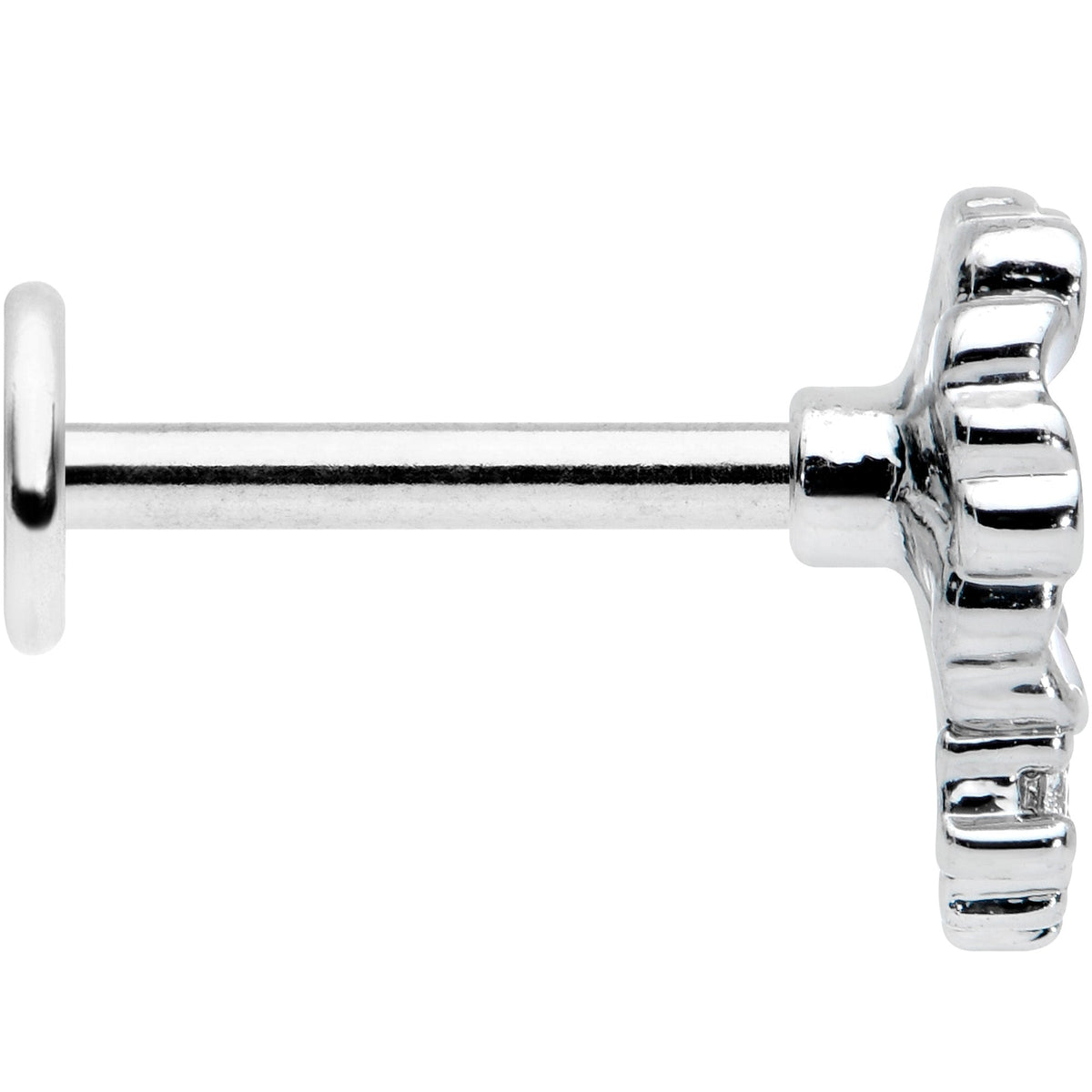 16G 5/16 Clear CZ Gem Purple White Flower Labret Monroe Tragus