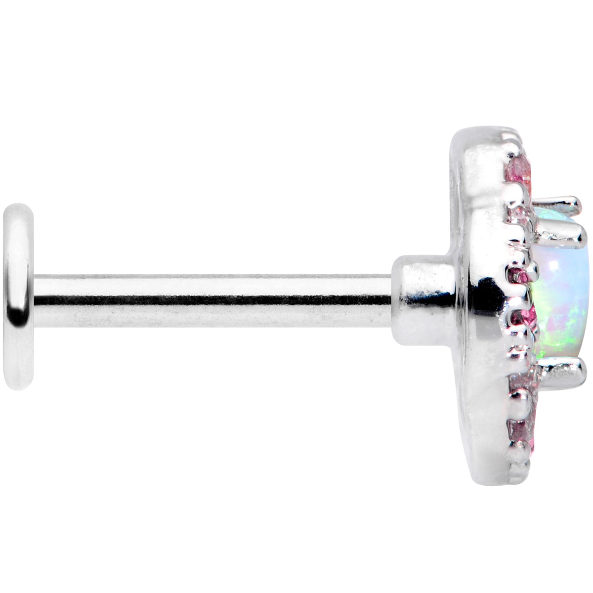 16G 5/16 White Synthetic Opal Glam Oval Labret Monroe Tragus