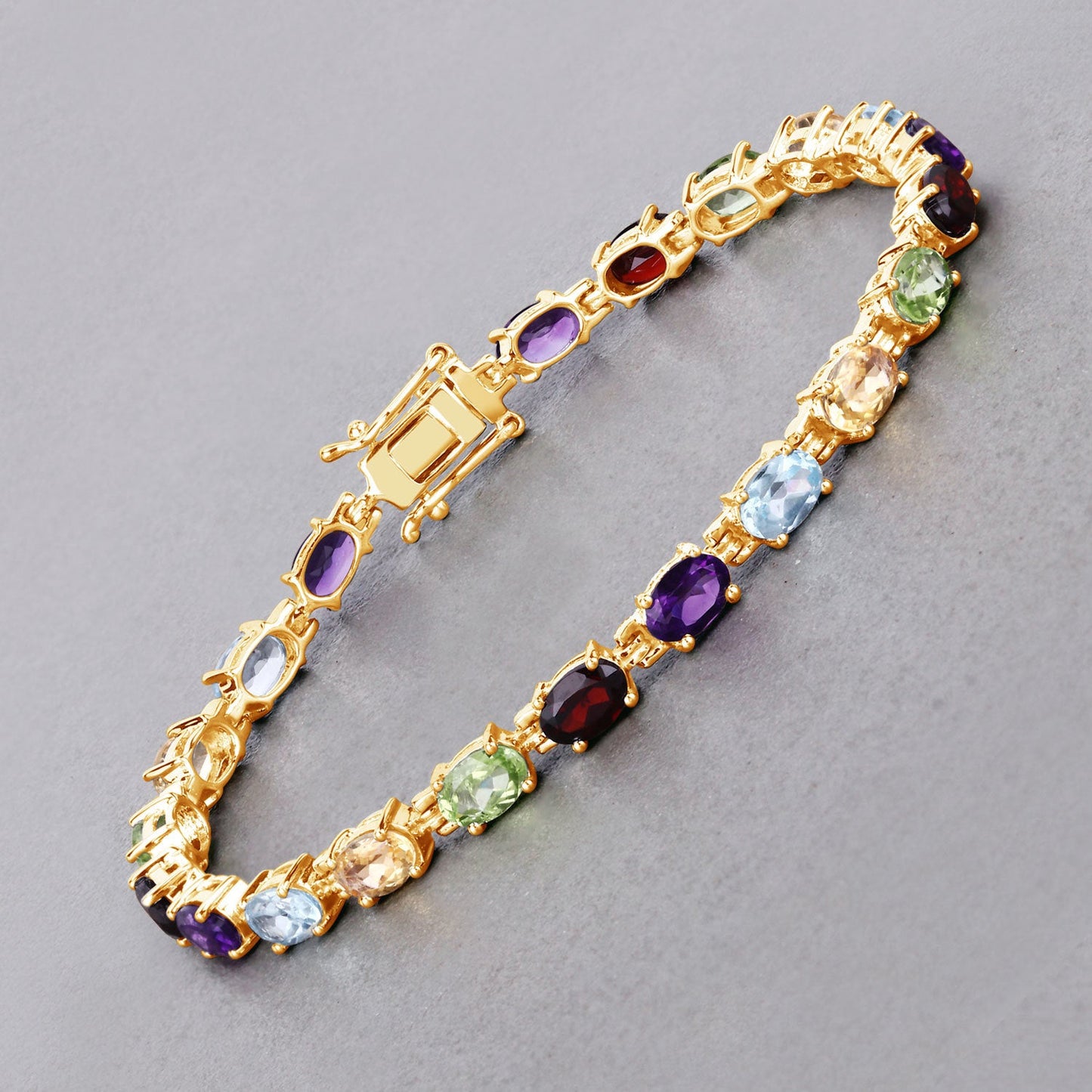 8.96 Carat Genuine Multi Stones .925 Sterling Silver Bracelet