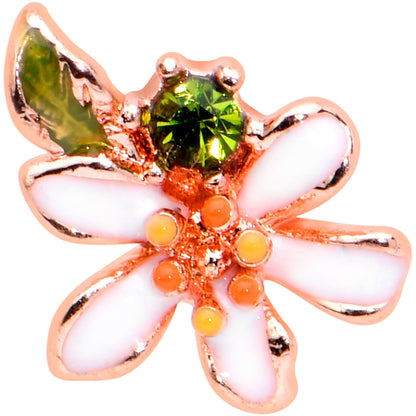 20G 1/4 Green CZ Gem Rosy Bold Flower Nose Bone
