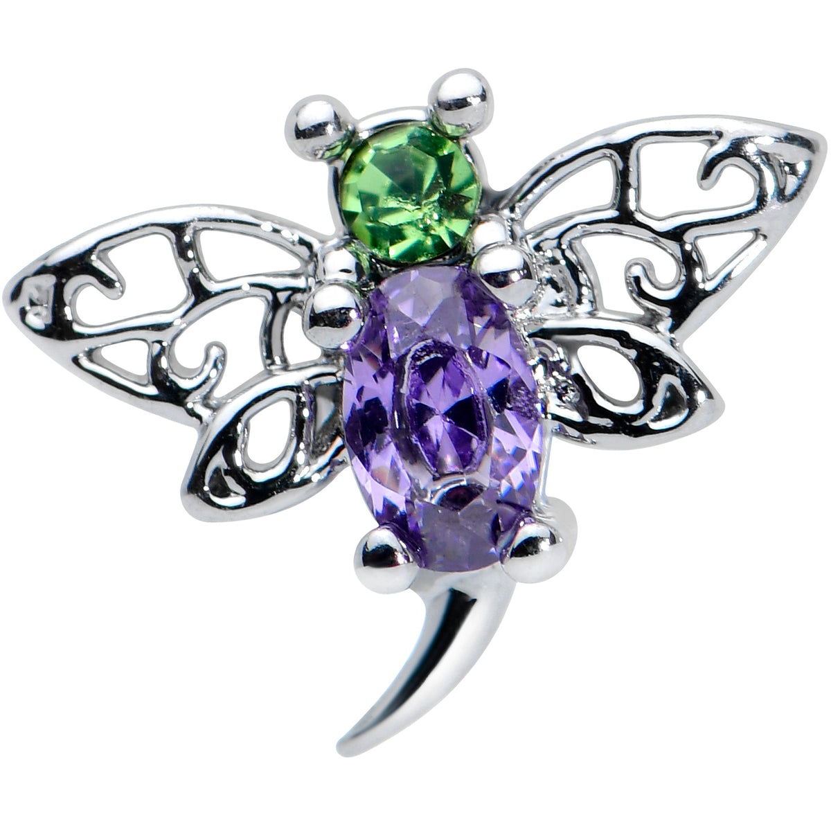 16G 5/16 Purple Green Gem Dragonfly Labret Monroe Tragus