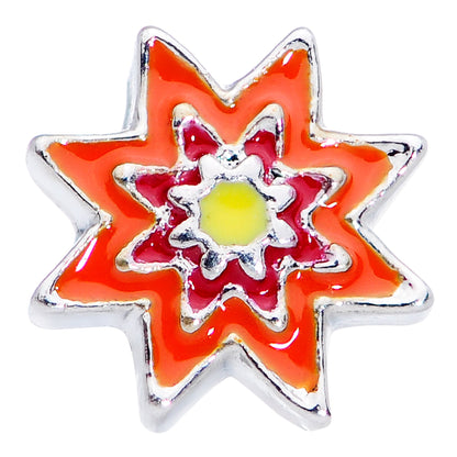20G 1/4 Red Orange Fanciful Flower Nose Bone