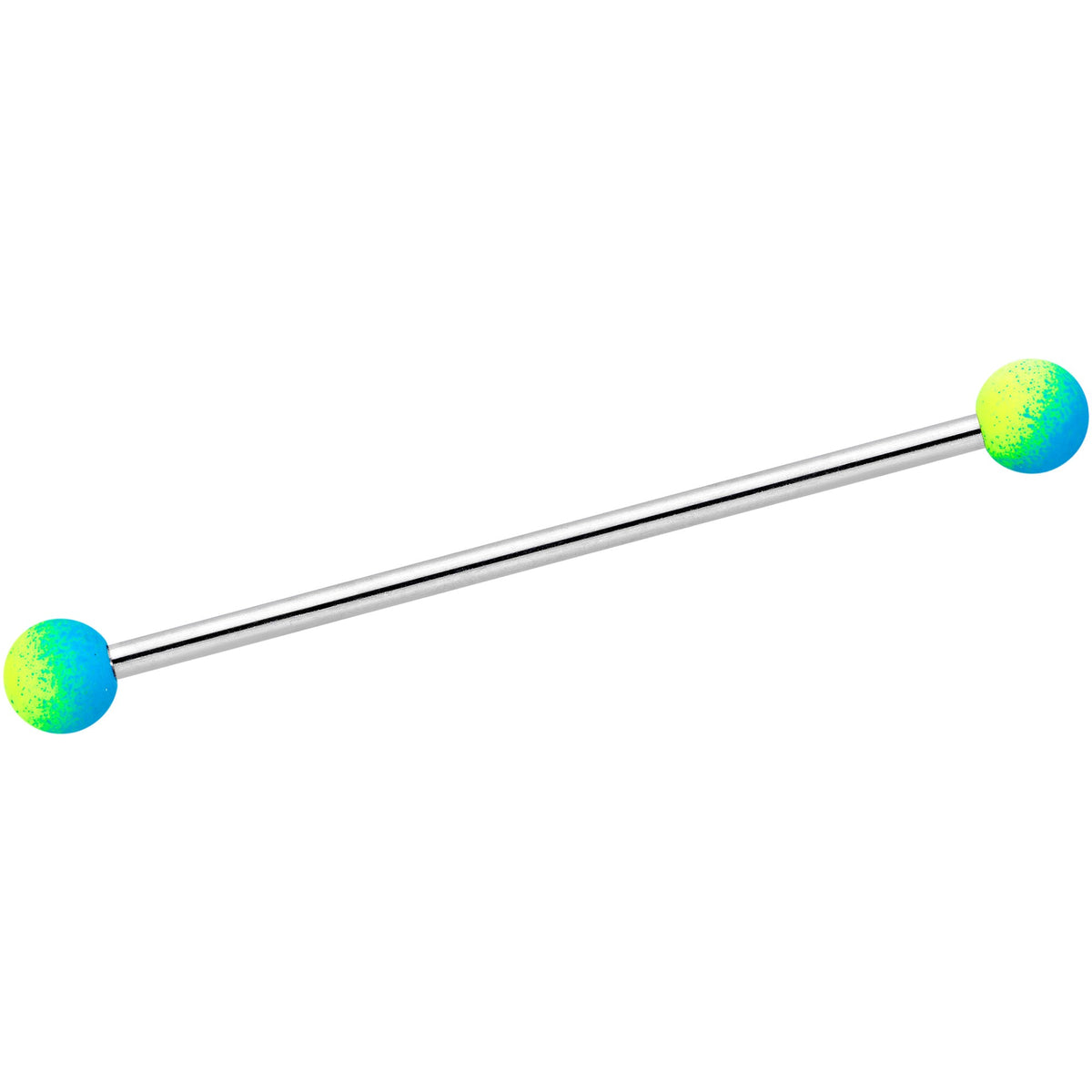 14G Blue Green Ombre Soft Finish Industrial Barbell 38mm