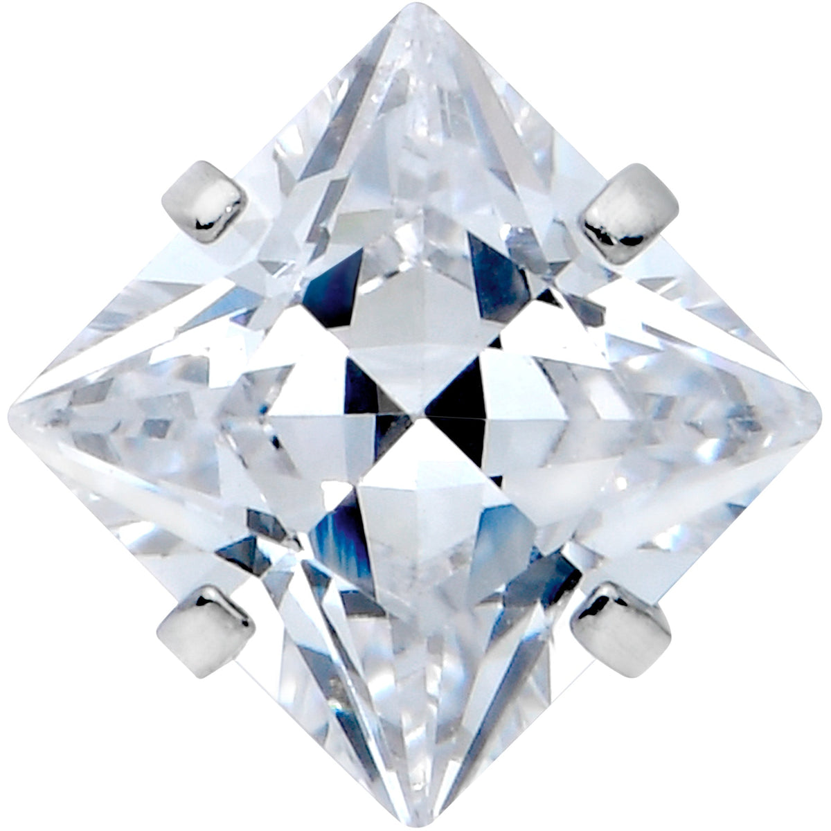 Clear CZ Gem Rhombus Top Barbell Tongue Ring