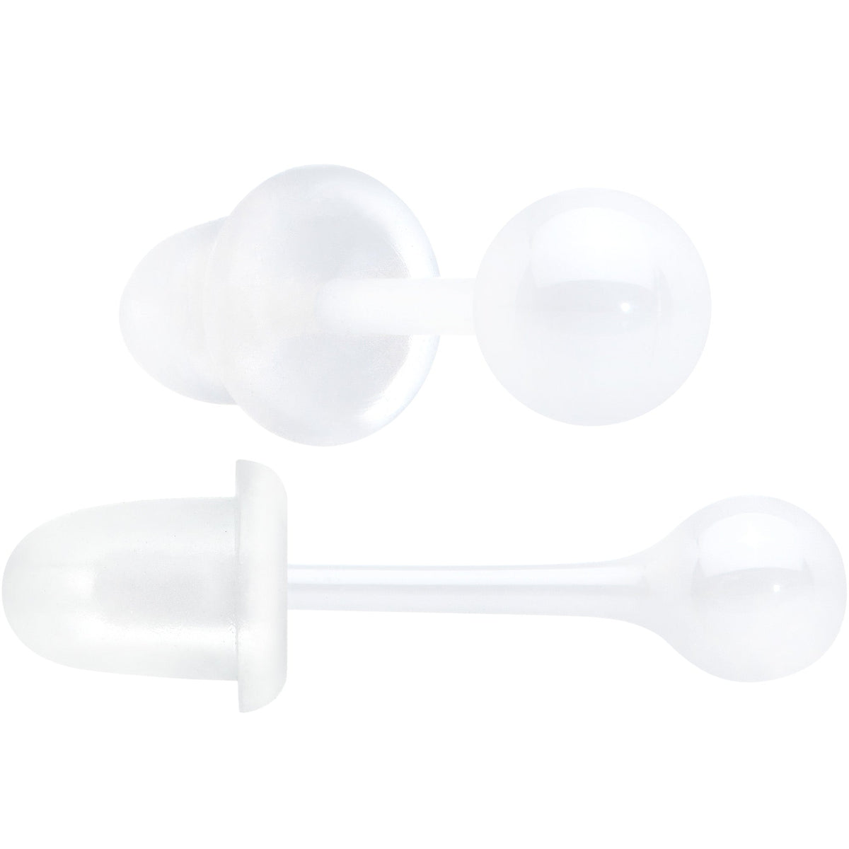 4mm White Ceramic Ball Stud Earrings 18G