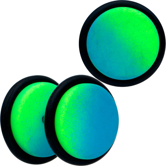 16G Blue Green Ombre Matte Cheater Plug Set