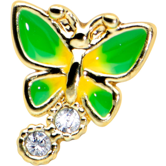 20G 1/4 Clear CZ Gem Sweet Green Wing Butterfly Nose Bone