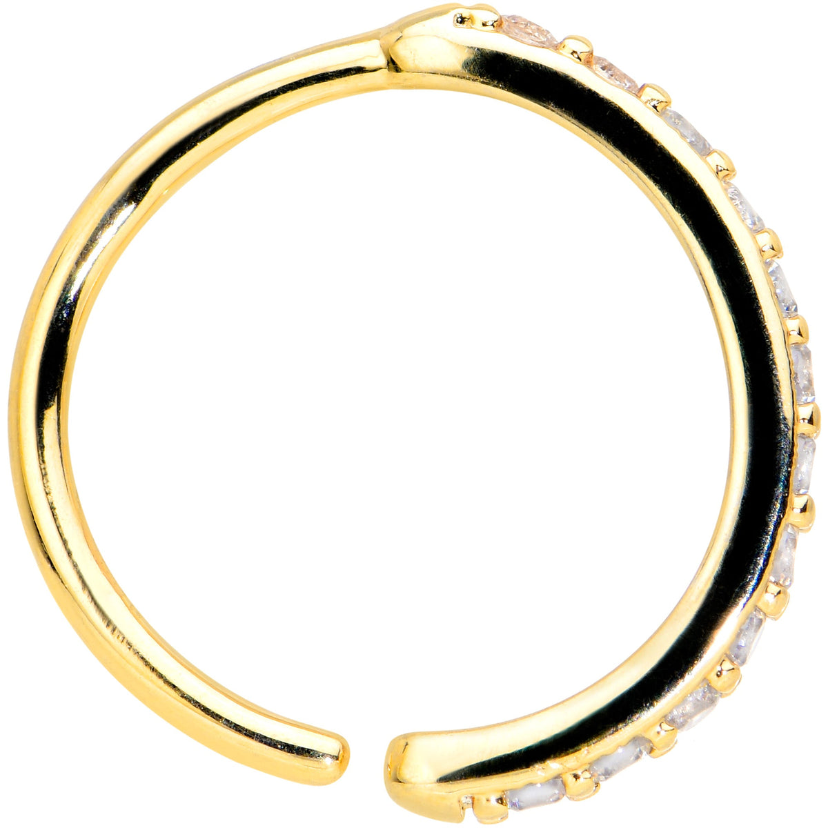 18G 3/8 Clear CZ Gem Gold Tone Forward Facing Closure Ring