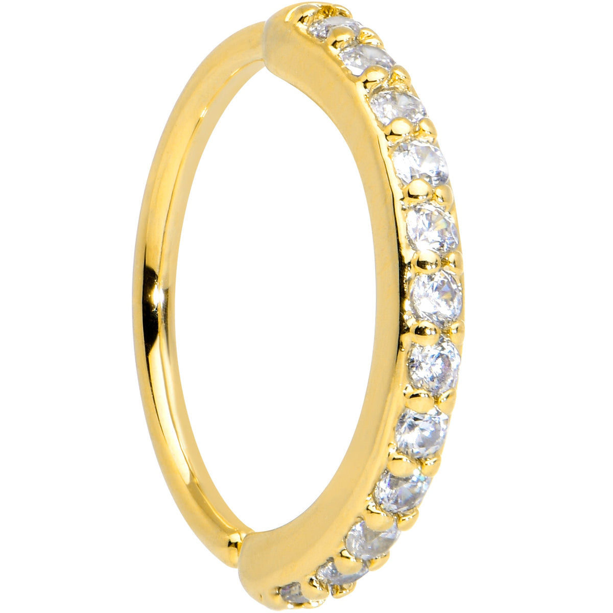 20G 5/16 Clear CZ Gem Gold Tone Forward Facing Nose Hoop