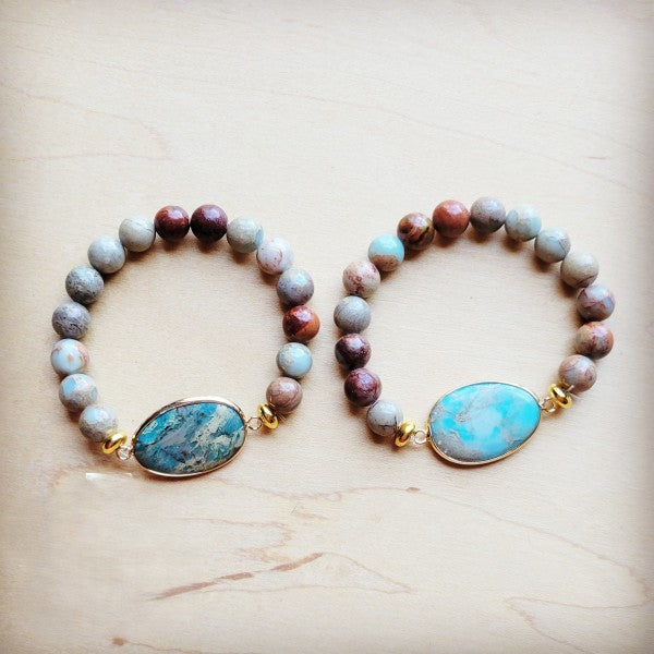 Aqua Terra Beaded Bracelet with Center Accent