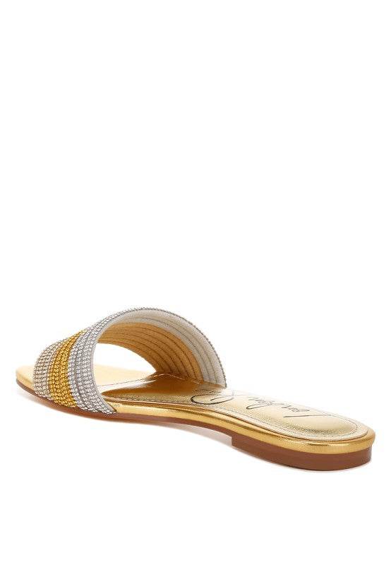 Chrisy Rhinestone Strap Slip On Flats