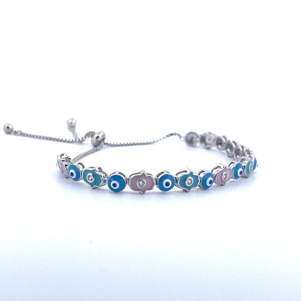 925 Sterling Silver Evil Eye and Hamsa Bracelet