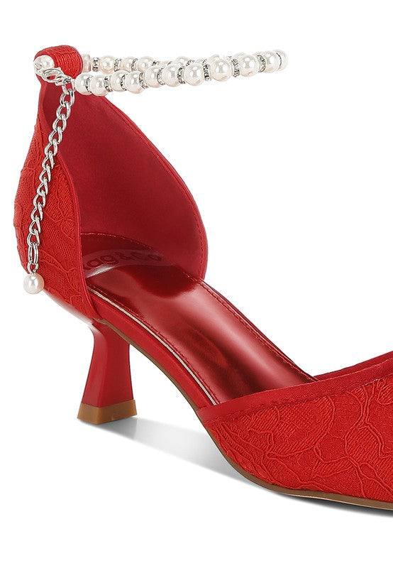 Laika Lace Kitten Heel Sandals