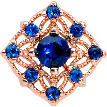 20G 1/4 Blue Gem Rose Gold Tone Wicked Web Nose Bone