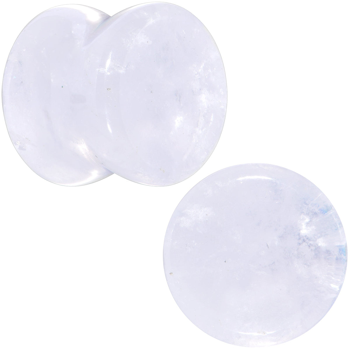 White Cloudy Quartz Double Flare Plug Set