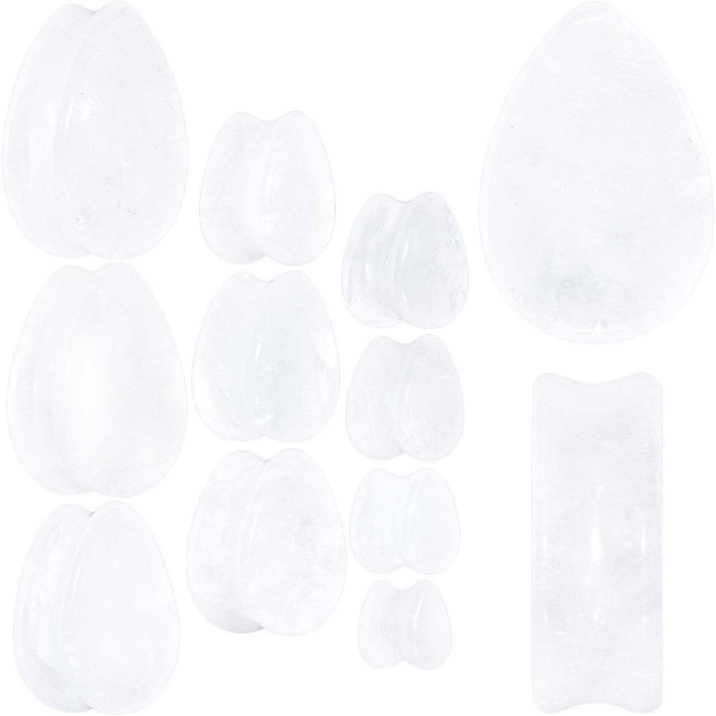 White Cloudy Quartz Drop Saddle Plug Set