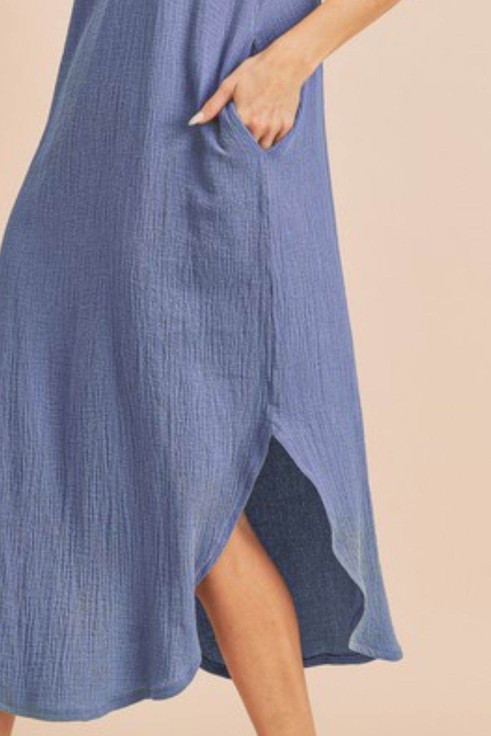 Aemi + Co Round Neck Midi Tank Dress with Pockets