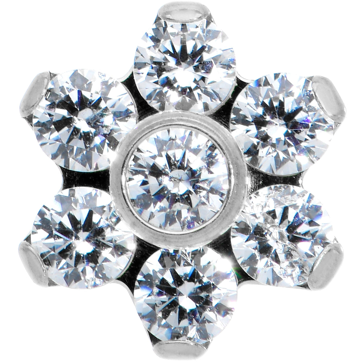 16G 1/4 Clear CZ Gem G23 Titanium Flower Labret Monroe Tragus