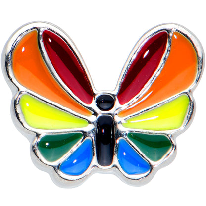 16G 5/16 Pride Rainbow Stripes Butterfly Labret Monroe Tragus