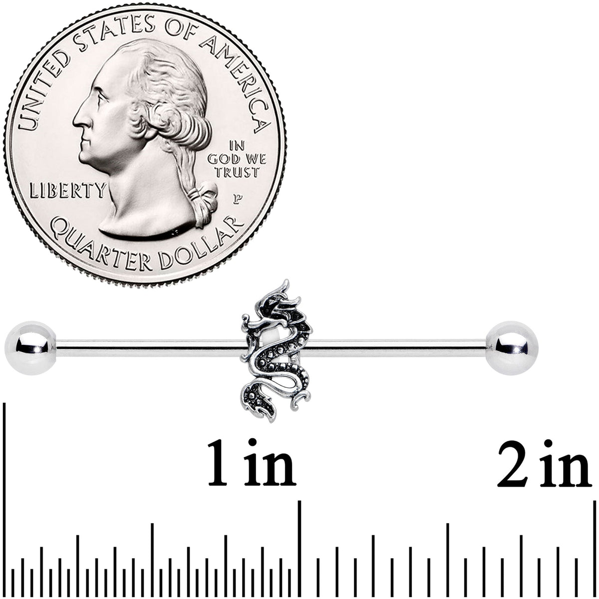 14G Regal Medieval Dragon Industrial Barbell 38mm