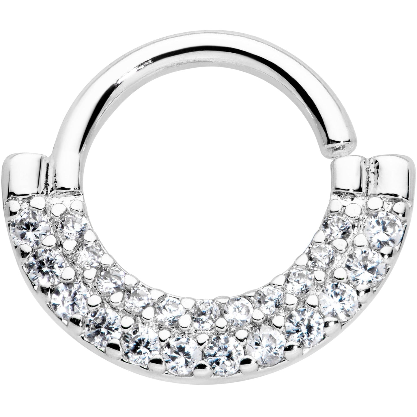16G 5/16 Clear CZ Gem Double Drama Closure Ring