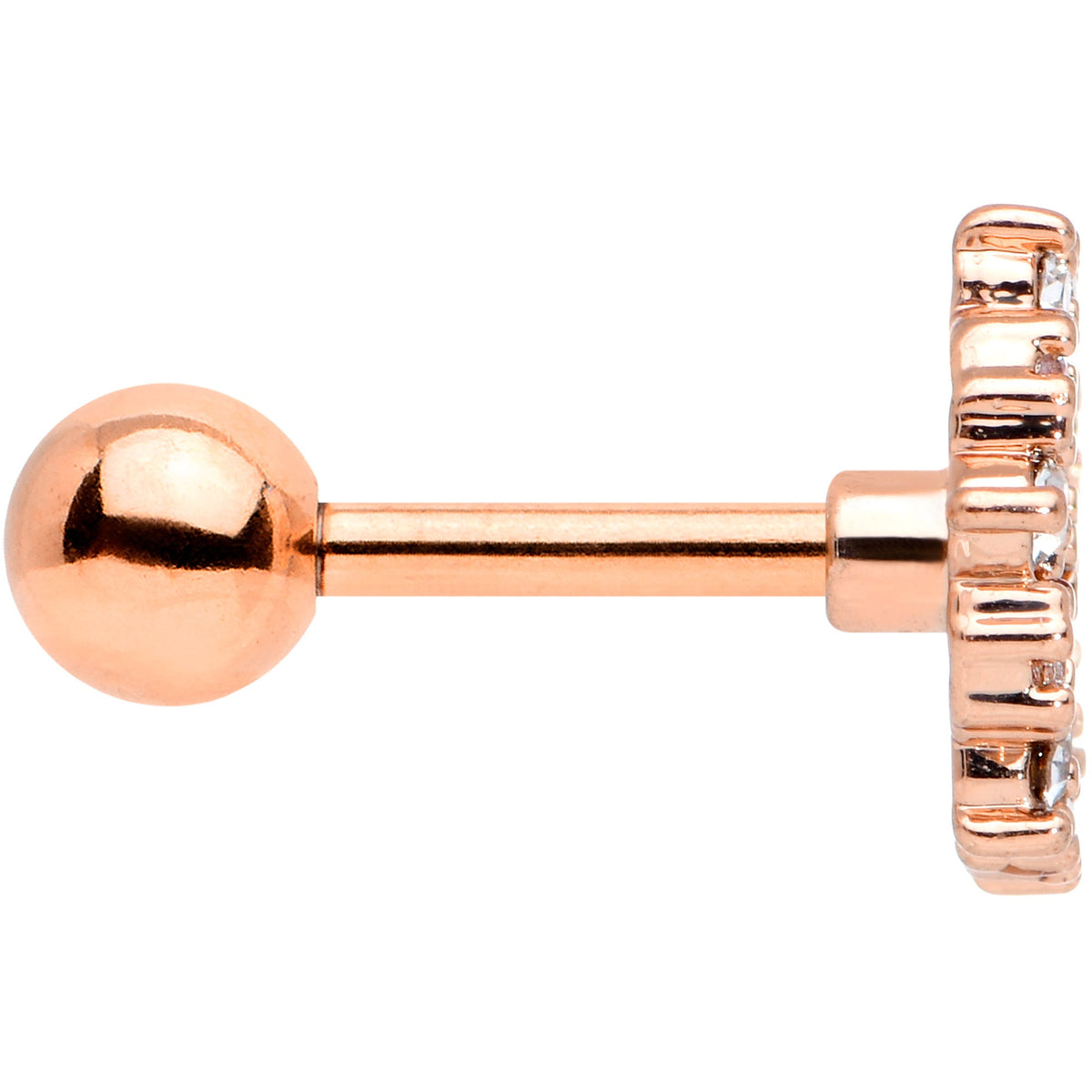16G 1/4 Clear CZ Gem Rose Gold Tone Geometric Web Tragus Earring
