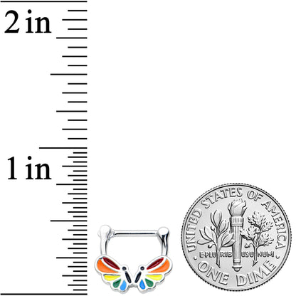 16G 5/16 Pride Rainbow Stripes Butterfly Cartilage Clicker
